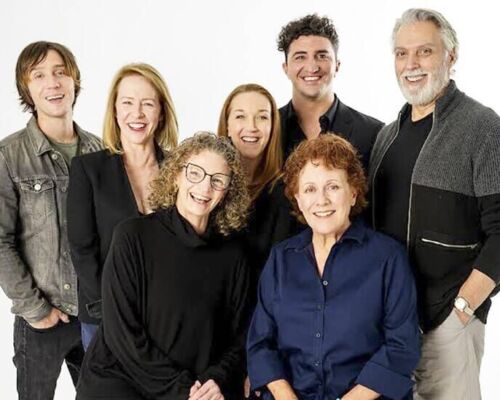 Elizabeth Coplan, third from left, with Amy Hargreaves, Judy Kaye, Robert Cuccioli and other cast members.